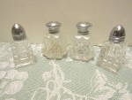 Click here to enlarge image and see more about item vspmixed7: Squared Silver Lid Mini Mixed Salt & Pepper Shaker Sets