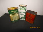 Click here to enlarge image and see more about item vtfood3i: Vintage Wyler's Fischer & Rawleigh's Spice  Tin Set