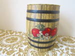 Click here to enlarge image and see more about item vtincandy8: Vintage Apple & Daisy Barrel Confectionery Tin