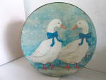 Click here to enlarge image and see more about item vtingee4: Vintage Winter Geese Large Size Covered Tin