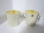Click here to enlarge image and see more about item vtwcc15j: Vintage Tupperware Harvest Gold Covered Sugar & Creamer
