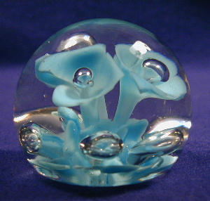 Sprouting Blue Flowers Glass Paperweight (Image1)