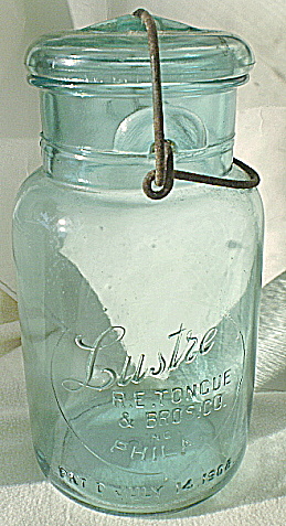  Fruit Jar  Blue Lustre R.E. Tongue & Bros. Phila  (Image1)