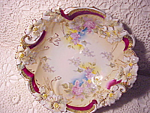 RS PRUSSIA BLOWN FLORAL BOWL W/MAGENTA (Image1)