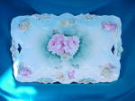 Click here to enlarge image and see more about item C657: RS PRUSSIA(CROWN MK) LILY MOLD TRAY W/ROSES