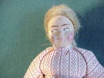 Click to view larger image of ANTIQUE CLOTH DOLL W/MOHAIR WIG/PAINTED FACEA (Image2)