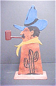 Iron Cut Out of Cowboy With Pipe (Image1)