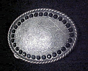 Oval Metal Bejeweled Belt Buckle