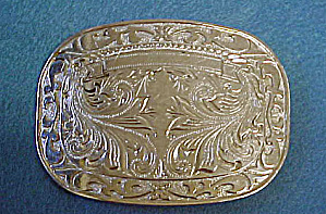 Engraved Silver-toned Belt Buckle - Vintage