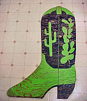 Western Boot Artwork - Wooden