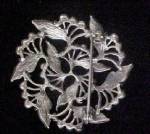 Click to view larger image of Circular Floral Pin - Pewter Toned (Image2)