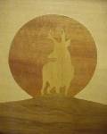 Western Elk Art - Inlaid Wood Framed