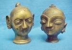Click here to enlarge image and see more about item AAA1482: Pair Older Asian Indian Deity's Heads