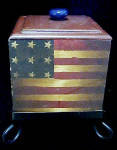 American Flag Wooden Box w/Cast Iron Stand