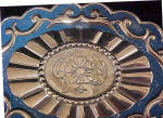Click to view larger image of Belt Buckle - Blue/Silver-Toned - Floral (Image2)