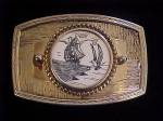 Click to view larger image of Sailing Ship w/Sea Gulls Belt Buckle (Image1)