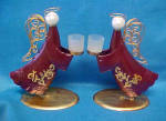 Pair Tin Angels Candle Holders