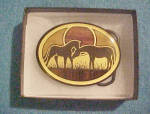 Click to view larger image of Pair of Horses Metal Belt Buckle (Image2)