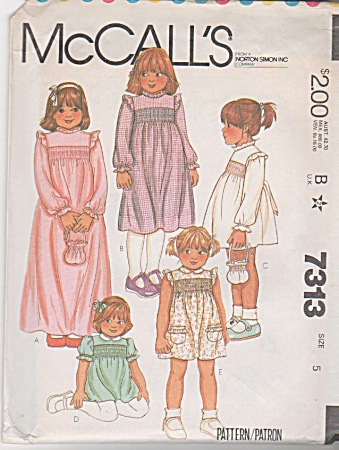 Vintage - Mccalls Girls Dress - Sz 5 - Oop - 7313