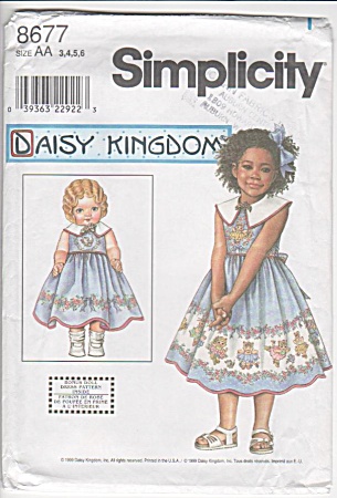 DAISY KINGDOM~ GIRL DRESS W/SLIP~ DOLL PATTER (Image1)