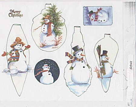 Snowmen Ornaments Mary Ashcroft Study China Painting