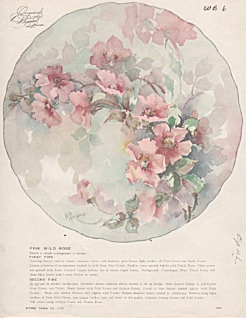 Vintage - W. Brase - China Paint - Pink Wild Roses