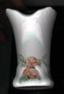 Hatpin Holder Porcelain Baby Roses & Leaves