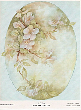 China Painting Study Mary Dougherty - Pink Wild Rose - 1976