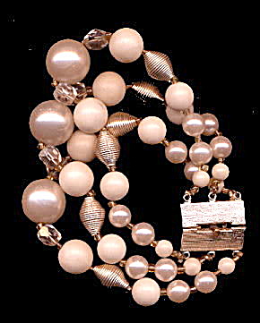 Gorgeous 1950s Japan Faux Pearl & Glass Bracelet (Image1)