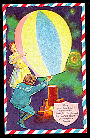 July 4th Star Spangled Children 1908 Postcard (Image1)