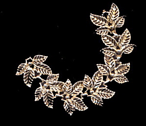 Vintage Gold Tone Wide Leaf Bracelet (Image1)