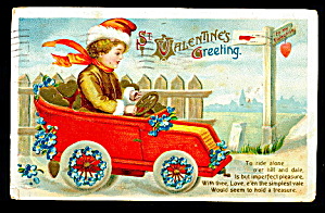 Ellen Clapsaddle Valentine's Day Driving Auto Postcard (Image1)