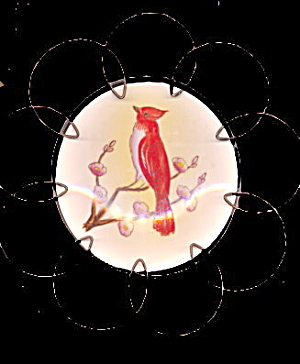 Small Cardinal Handpainted Bird Plate with Holder (Image1)