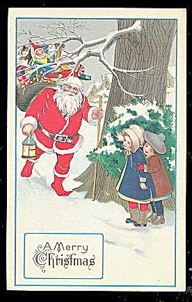 1925 Santa Claus Meets Children Postcard (Image1)