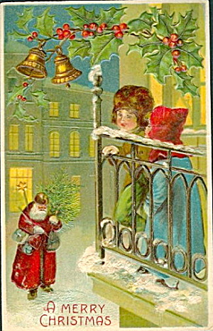1907 Fur Coat Santa Claus with Children Postcard (Image1)