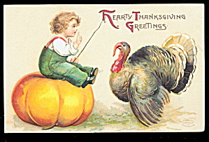 Ellen Clapsaddle Thanksgiving Child 1908 Postcard (Image1)