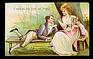 Lovely 'T'was in the Time of Roses' Valentine Postcard (Image1)