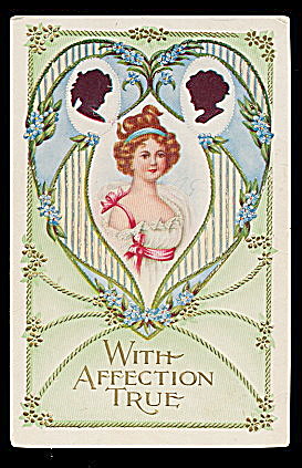 'With Affection True' Valentines Day Girl Postcard (Image1)