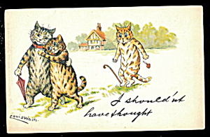 Louis Wain Shouldnt Have Thought 1906 Cats Postcard (Image1)