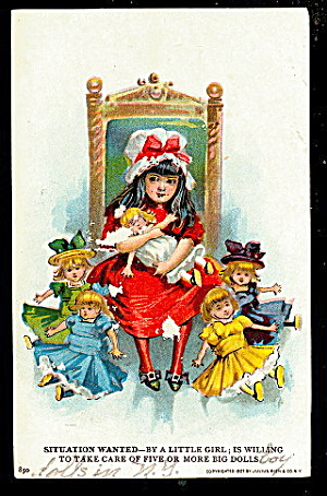 Girl in Christmas with Toys & Presents 1908 Postcard (Image1)