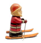 Click to view larger image of Early Vintage Japan Santa Claus on Skis Wind-Up Tin Toy (Image3)