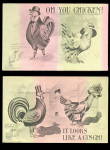2 1908 Chickens Humor Postcards