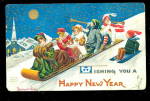 1908 Bernhardt Wall New Years Sledding Postcard