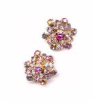 Lovely 1 1/2" Purple Glass Flower Earrings