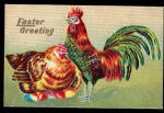1910 Easter Greetings with Rooster & Chicken Postcard