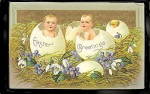 Lovely Easter Greetings Children in Eggs 1910 Postcard
