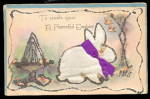 Felt Rabbit with Glitter Easter 1910 Postcard