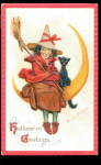 1913 Halloween Frances Brundage Child Witch Postcard