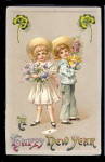 Lovely 1907 Children with Flowers New Years Postcard