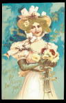 New Years International Arts Girl in Hat 1908 Postcard